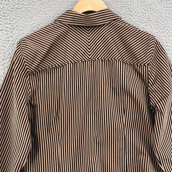 Chicos Shirt Womens 0 US Small Brown No Iron Sateen Striped Long Sleeve Button - Picture 3 of 11